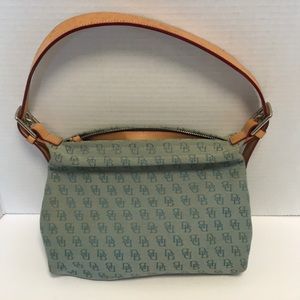 Dooney Bourke small logo fabric purse blue/green